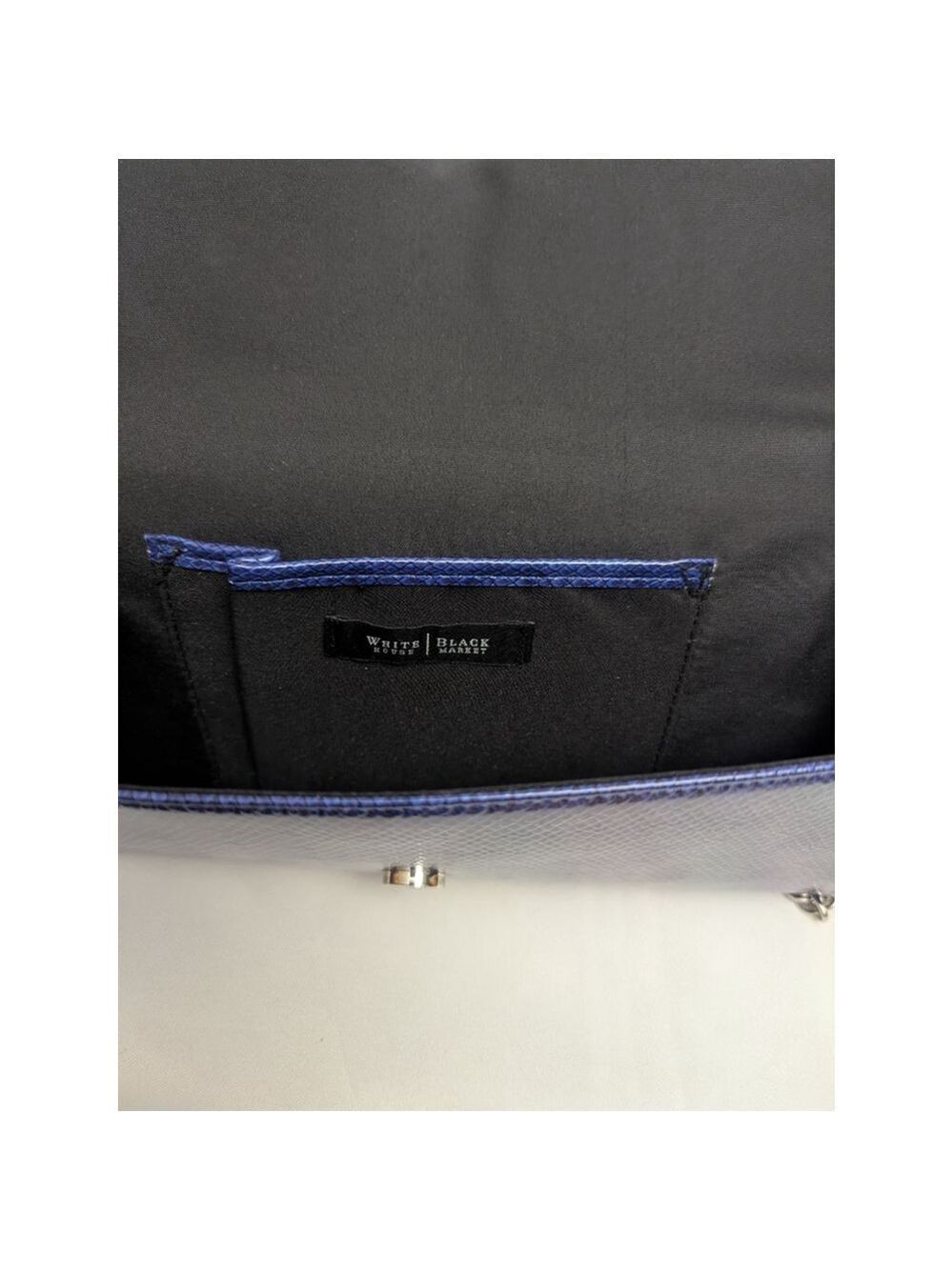 White House Black Market Blue Faux Snakeskin Clutch - Picture 6 of 13